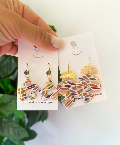 Summer Stained Glass Style Earth Tone Earrings