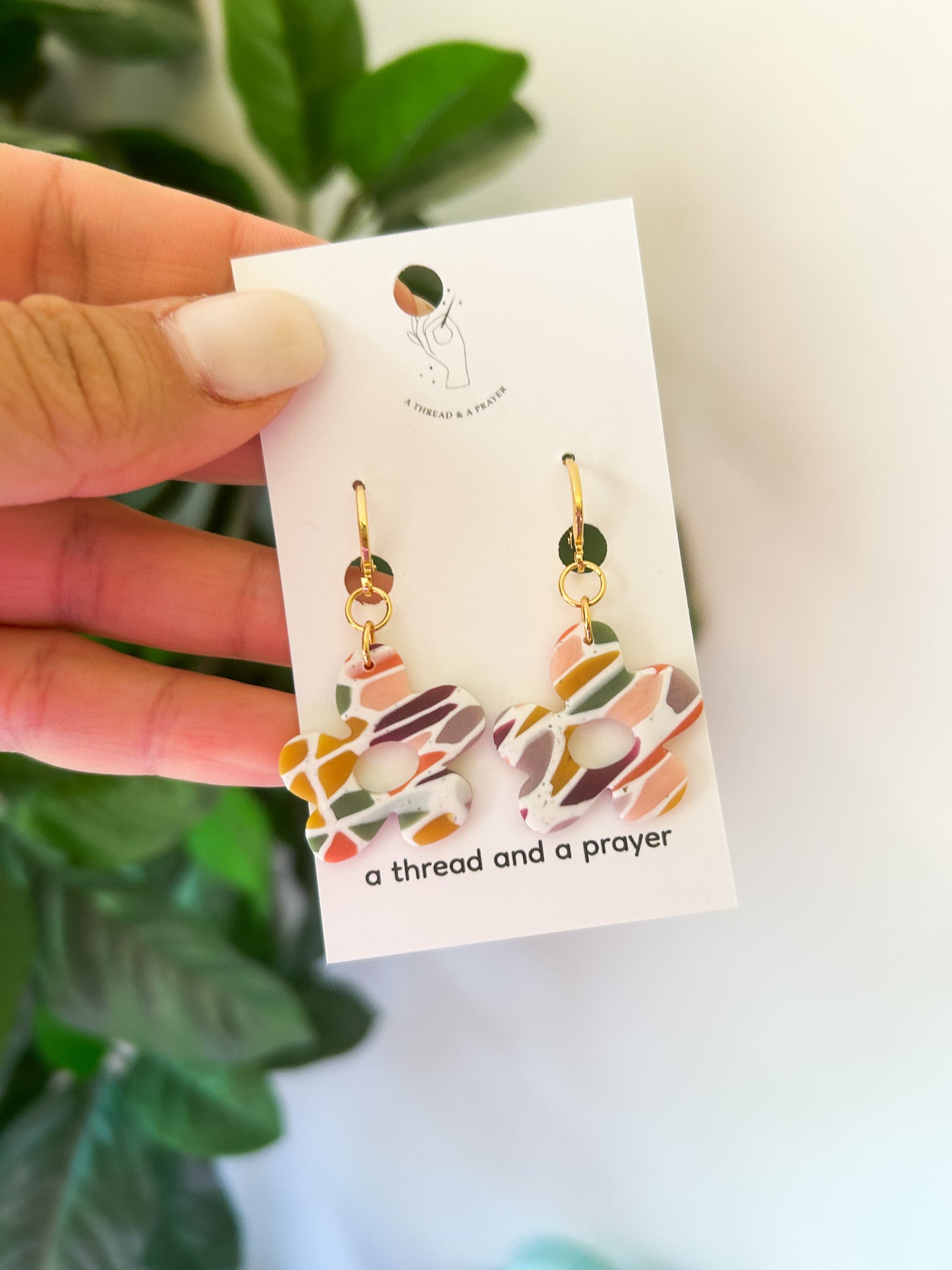 Summer Stained Glass Style Earth Tone Earrings