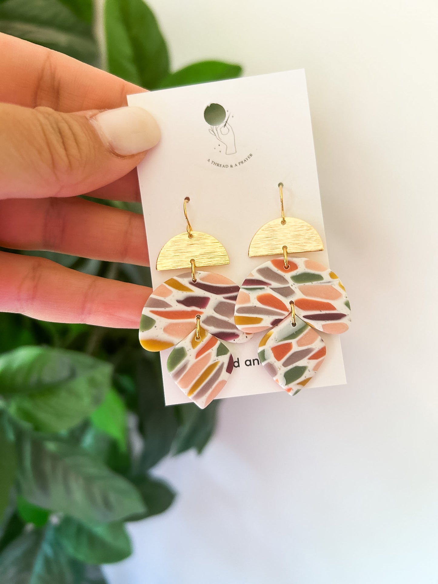 Summer Stained Glass Style Earth Tone Earrings