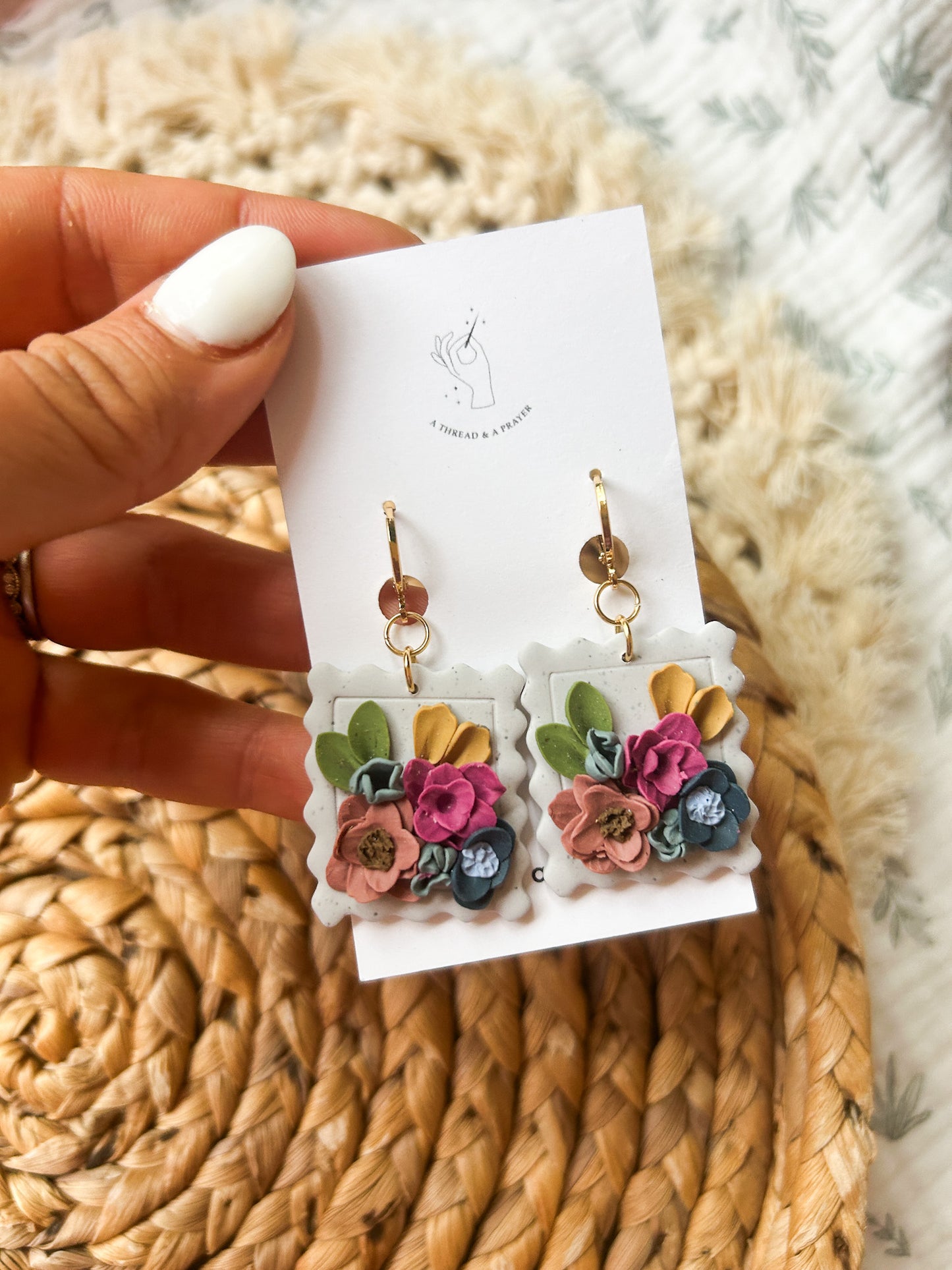 Postage Stamp Floral Earrings