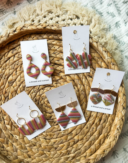 Funky Summer Striped Rainbow Earrings