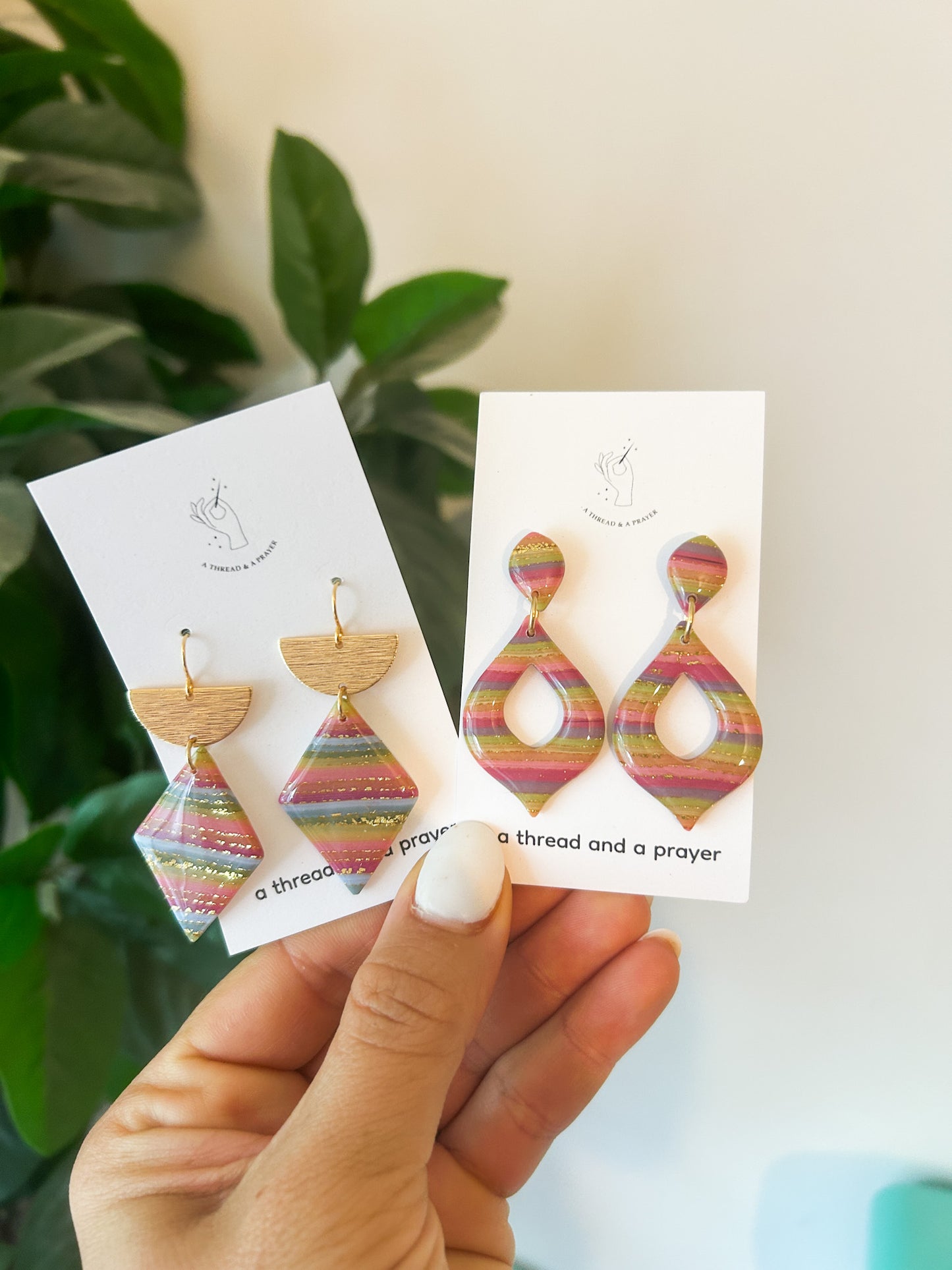 Funky Summer Striped Rainbow Earrings