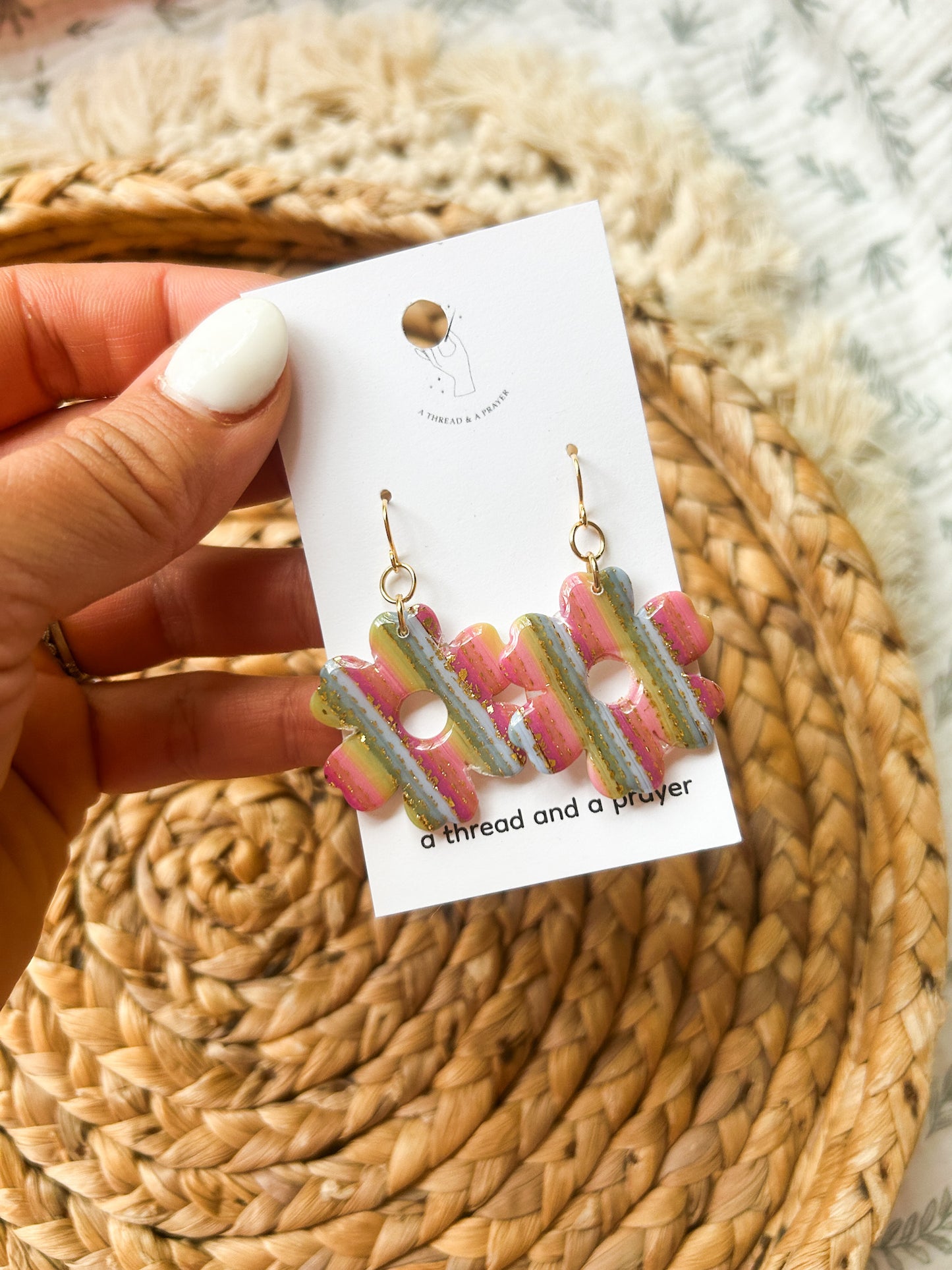 Funky Summer Striped Rainbow Earrings