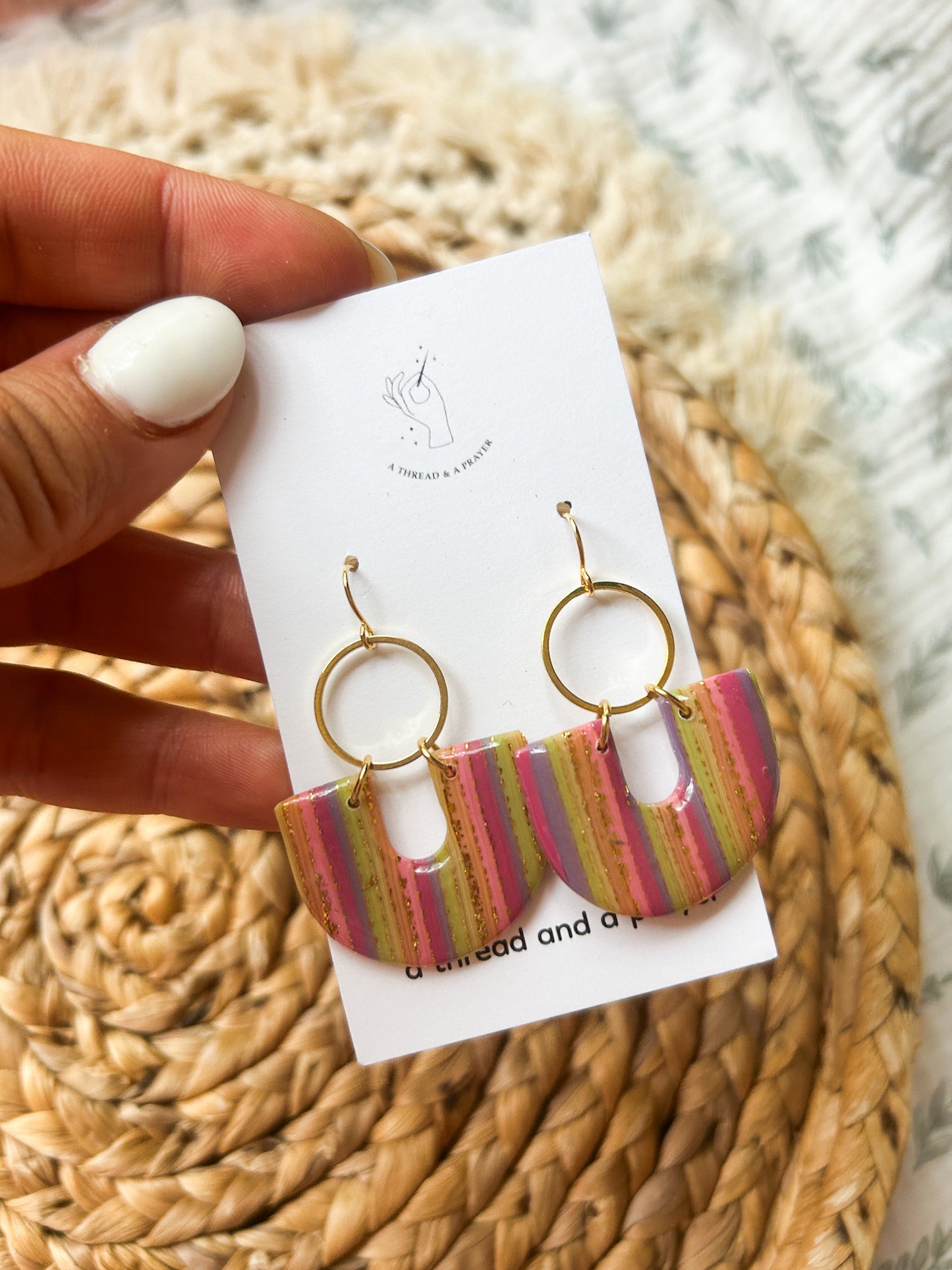 Funky Summer Striped Rainbow Earrings