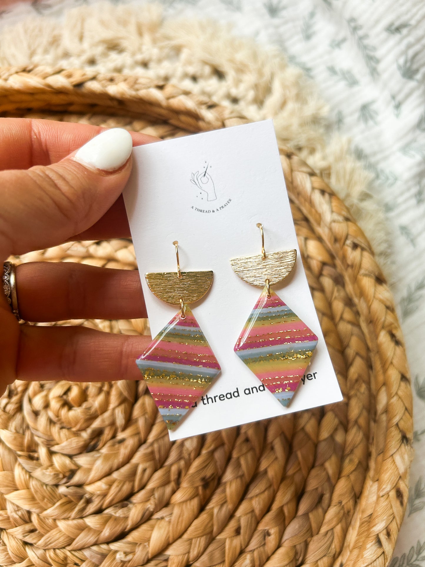 Funky Summer Striped Rainbow Earrings