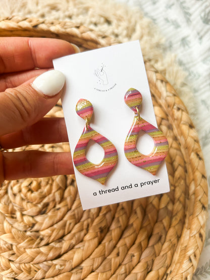 Funky Summer Striped Rainbow Earrings