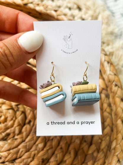 Summer Book Earrings | Library Book Stack | Floral Accents | Library Earrings | Book Earring | Learning is Fun