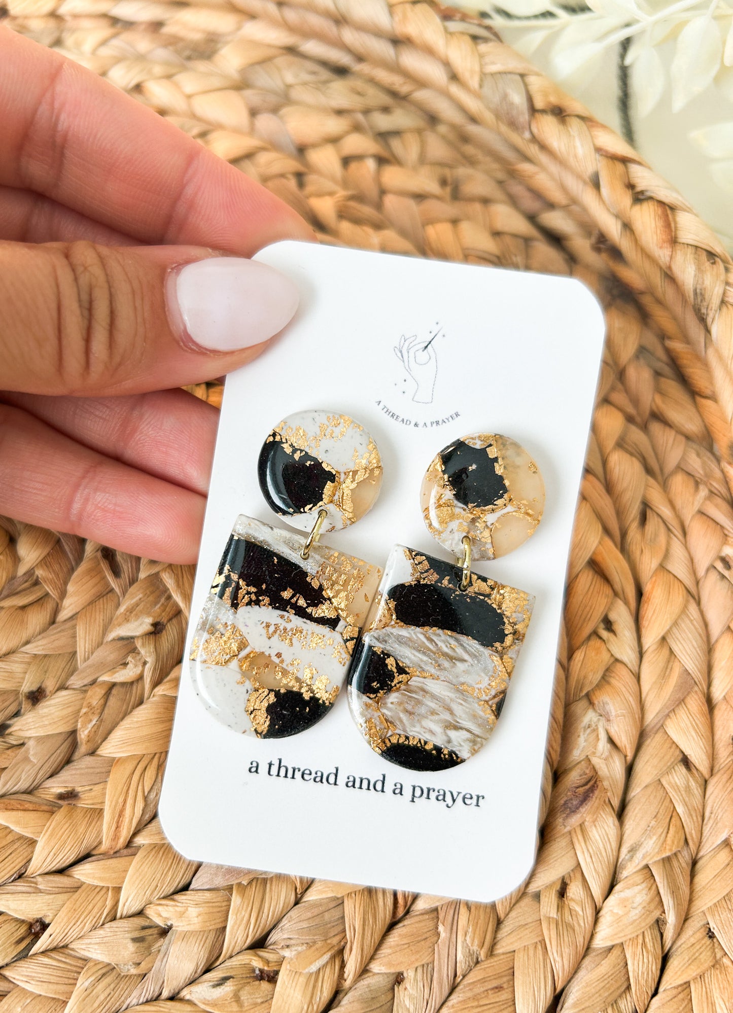 Classic Style Black and White Marble Earrings | Fancy Styles | Resin Marble Earrings | Statement Earrings | Lightweight