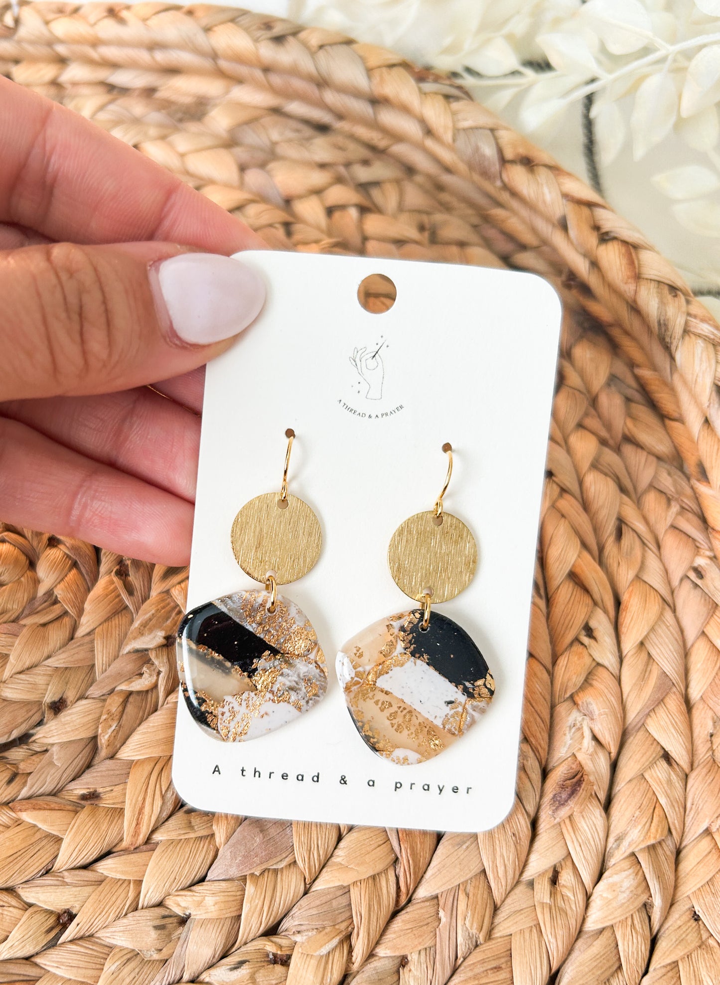 Classic Style Black and White Marble Earrings | Fancy Styles | Resin Marble Earrings | Statement Earrings | Lightweight