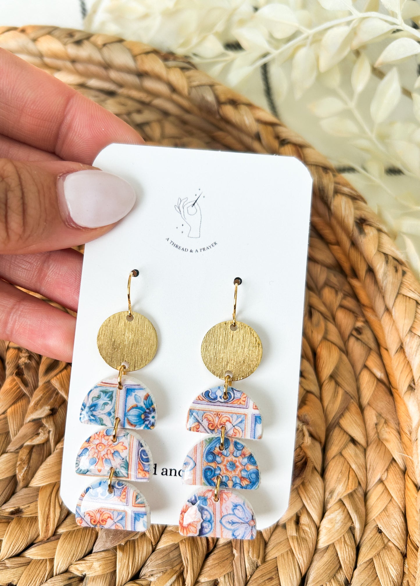 Shiny Tile Style Clay Earrings | Dangle Earrings | Summer Color Earrings | Statement Earrings | Lightweight | Vacation Earrings