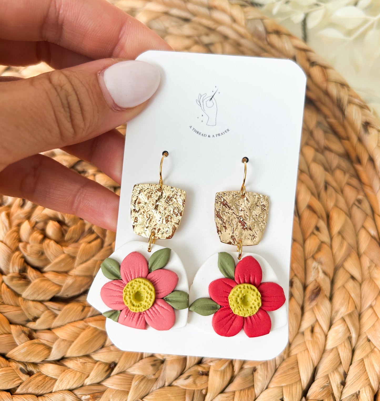 Summer Florals Dramatic Clay Earrings | Summer Fashion | Bright Color | Long Floral Dangles | Polymer Clay