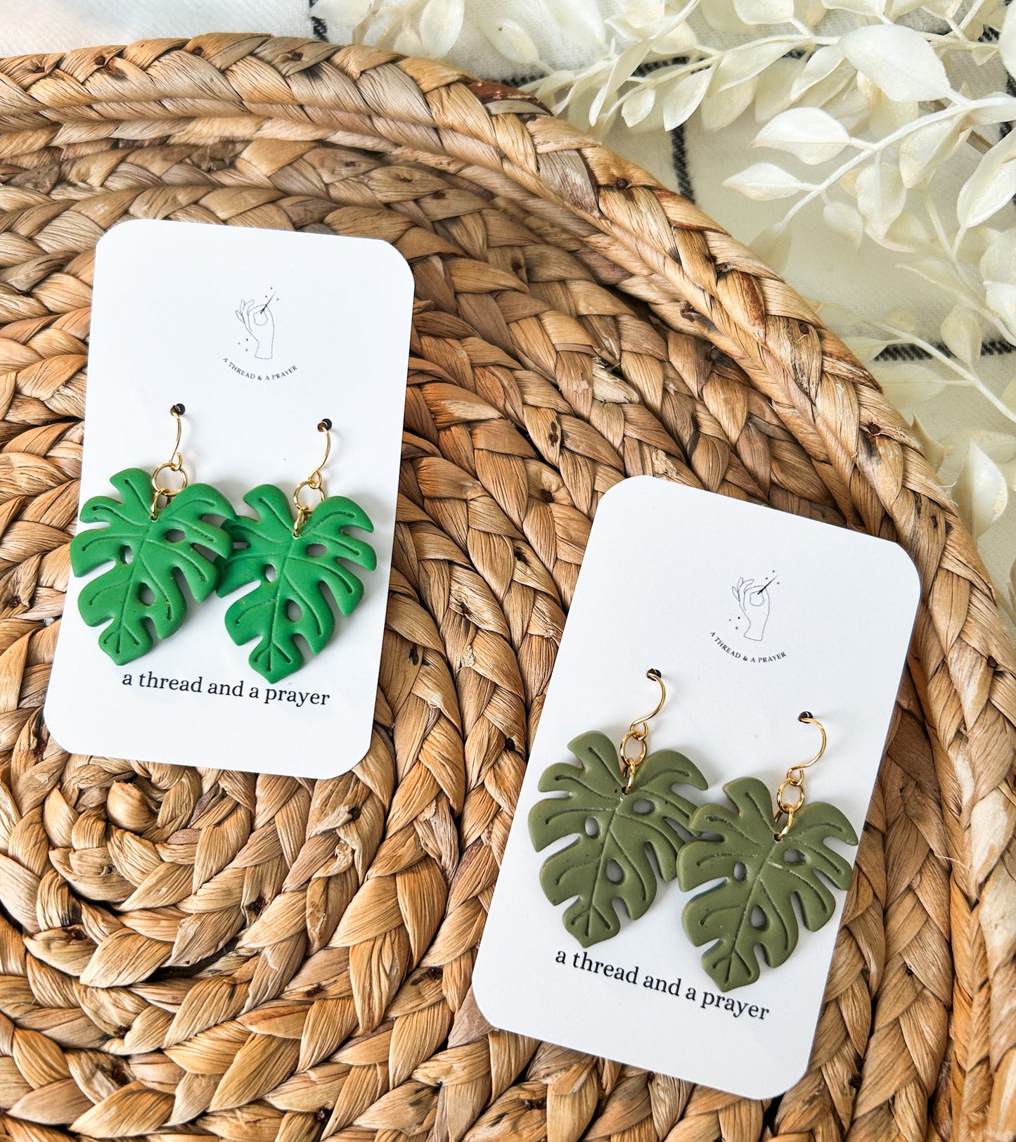 Monstera Beauties Plant Clay Earrings | Dangle Earrings | House Plants | Plant Earrings | Lightweight