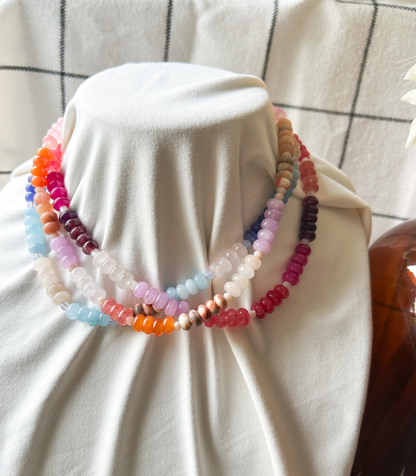 Colorful & Cute Chunky Trend Necklace | Rondelle Beads | Neutral Style |  Stacking Jewelry | Layering Necklace | Summer Jewelry