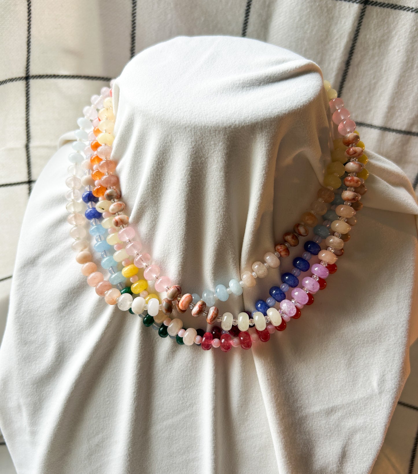 Cute and Trendy Chunky Beaded Necklace | Rondelle Beads | Neutral Style |  Stacking Jewelry | Layering Necklace | Summer Jewelry