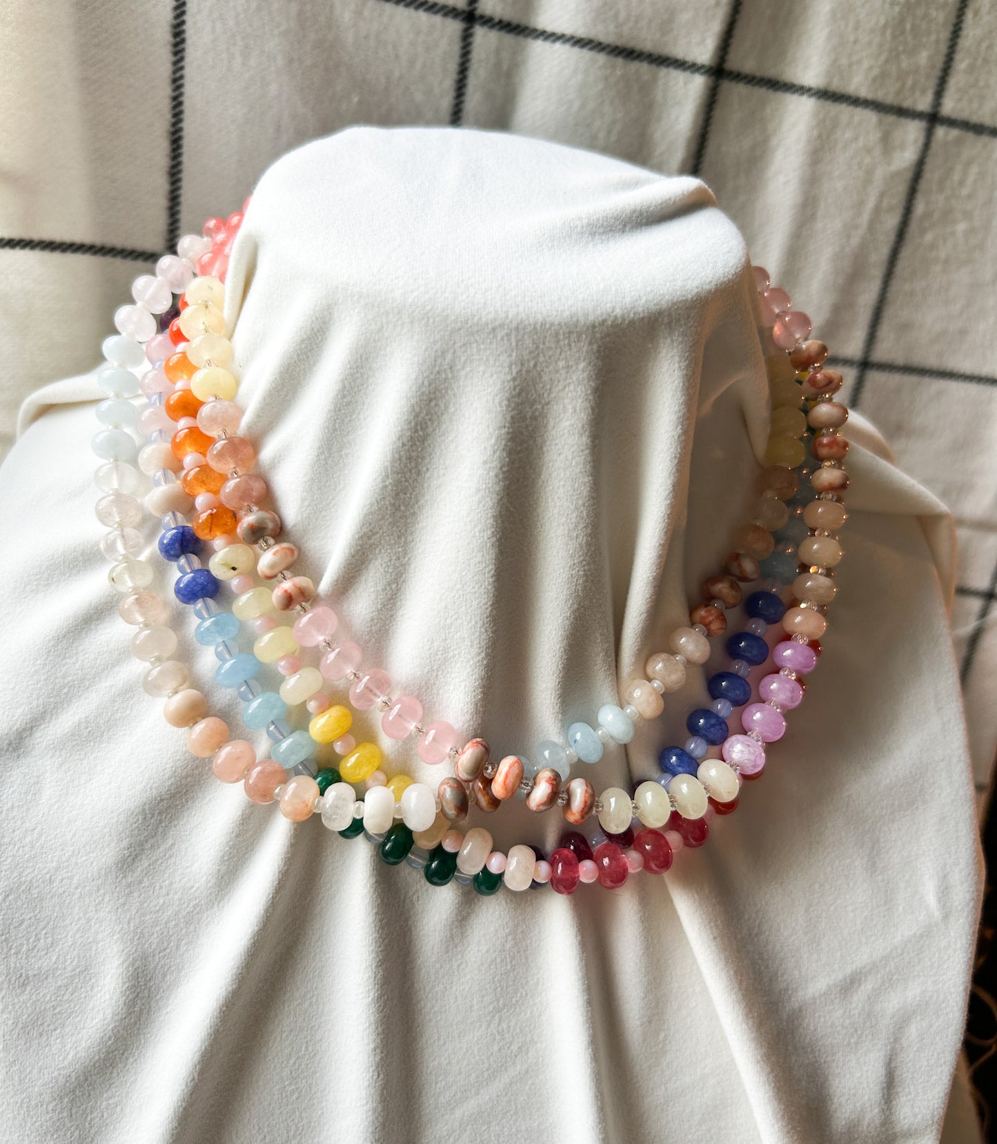 Cute and Trendy Chunky Beaded Necklace | Rondelle Beads | Neutral Style |  Stacking Jewelry | Layering Necklace | Summer Jewelry