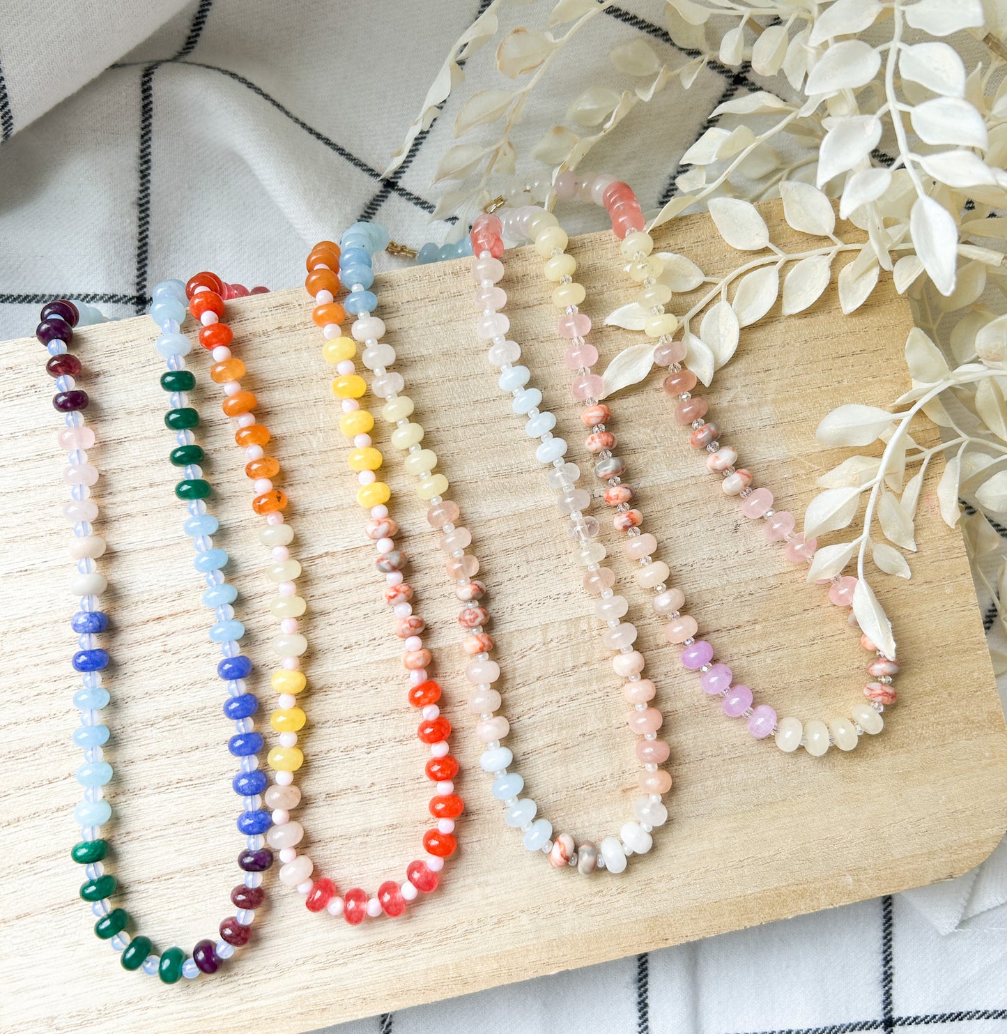 Cute and Trendy Chunky Beaded Necklace | Rondelle Beads | Neutral Style |  Stacking Jewelry | Layering Necklace | Summer Jewelry