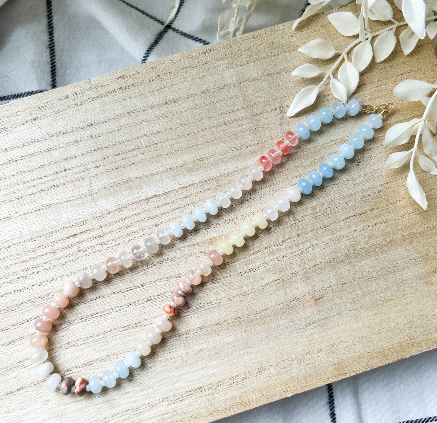 Cute and Trendy Chunky Beaded Necklace | Rondelle Beads | Neutral Style |  Stacking Jewelry | Layering Necklace | Summer Jewelry