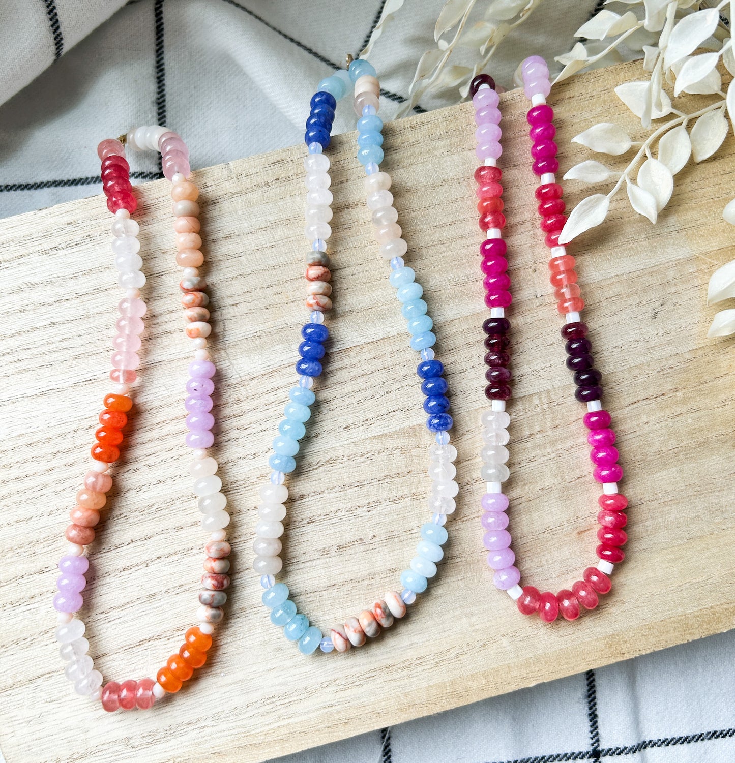 Colorful & Cute Chunky Trend Necklace | Rondelle Beads | Neutral Style |  Stacking Jewelry | Layering Necklace | Summer Jewelry