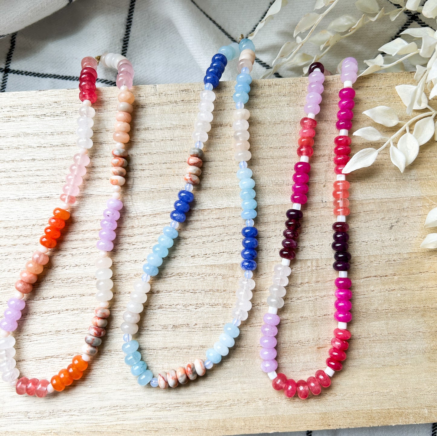 Colorful & Cute Chunky Trend Necklace | Rondelle Beads | Neutral Style |  Stacking Jewelry | Layering Necklace | Summer Jewelry