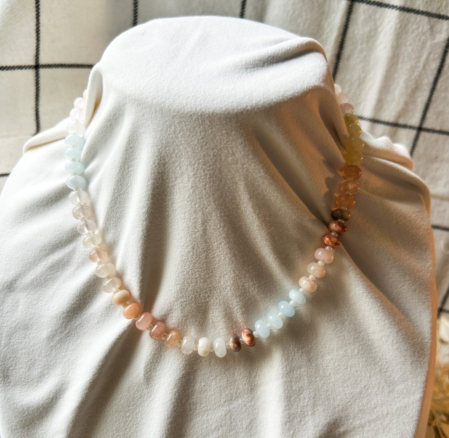 Cute and Trendy Chunky Beaded Necklace | Rondelle Beads | Neutral Style |  Stacking Jewelry | Layering Necklace | Summer Jewelry