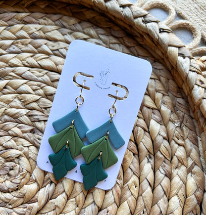 Green without Envy Spring Earrings | Trendy Styles | Lightweight | Clay | Stacked Green Earrings