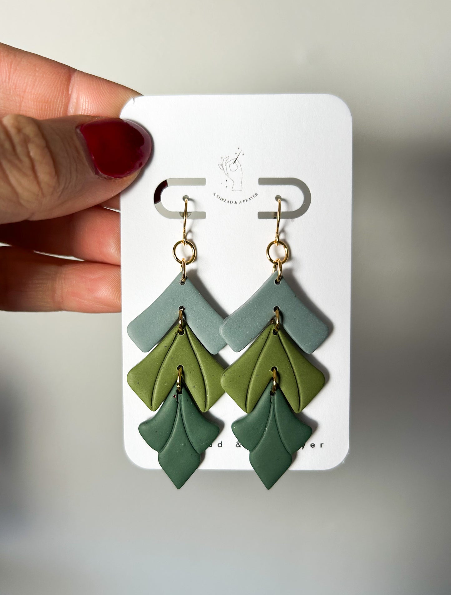 Green without Envy Spring Earrings | Trendy Styles | Lightweight | Clay | Stacked Green Earrings