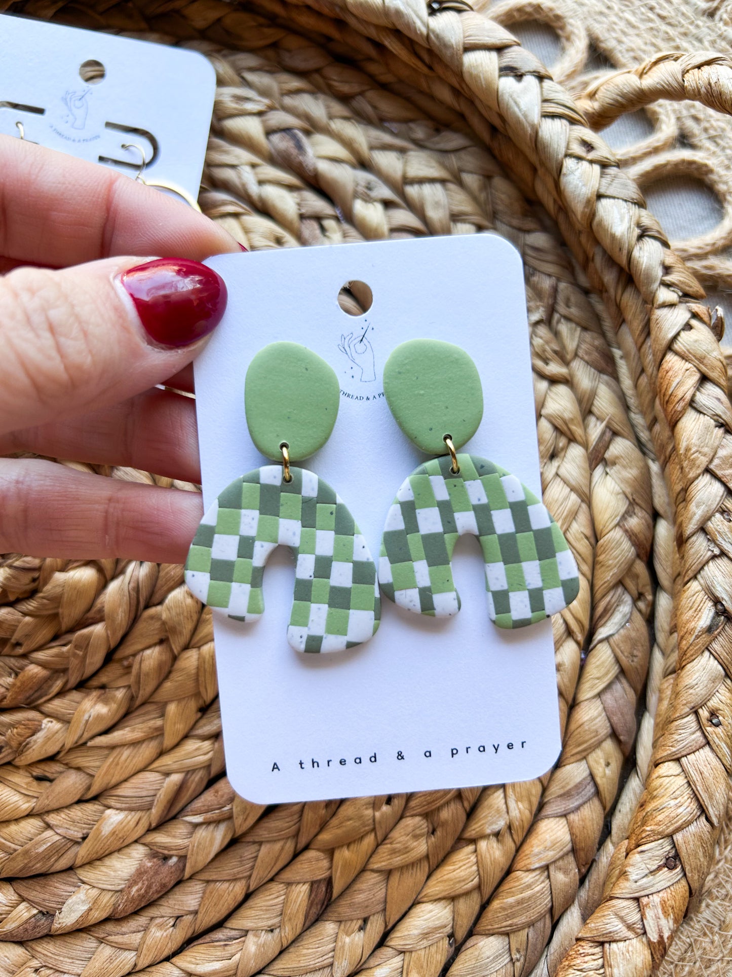 Shades of Green Checkered Earrings | Trendy Styles | Lightweight | Retro Vibes