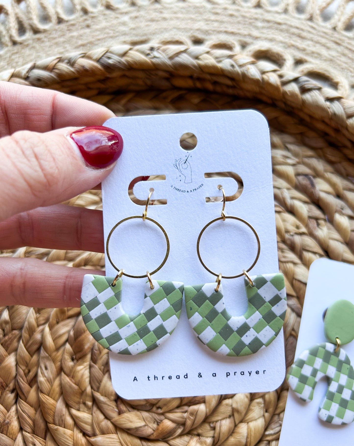 Shades of Green Checkered Earrings | Trendy Styles | Lightweight | Retro Vibes