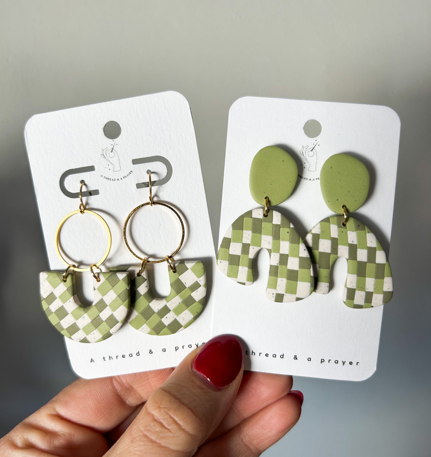 Shades of Green Checkered Earrings | Trendy Styles | Lightweight | Retro Vibes