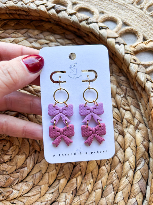 Bows for Spring Clay Earrings | Trendy Styles | Lightweight | Pastels