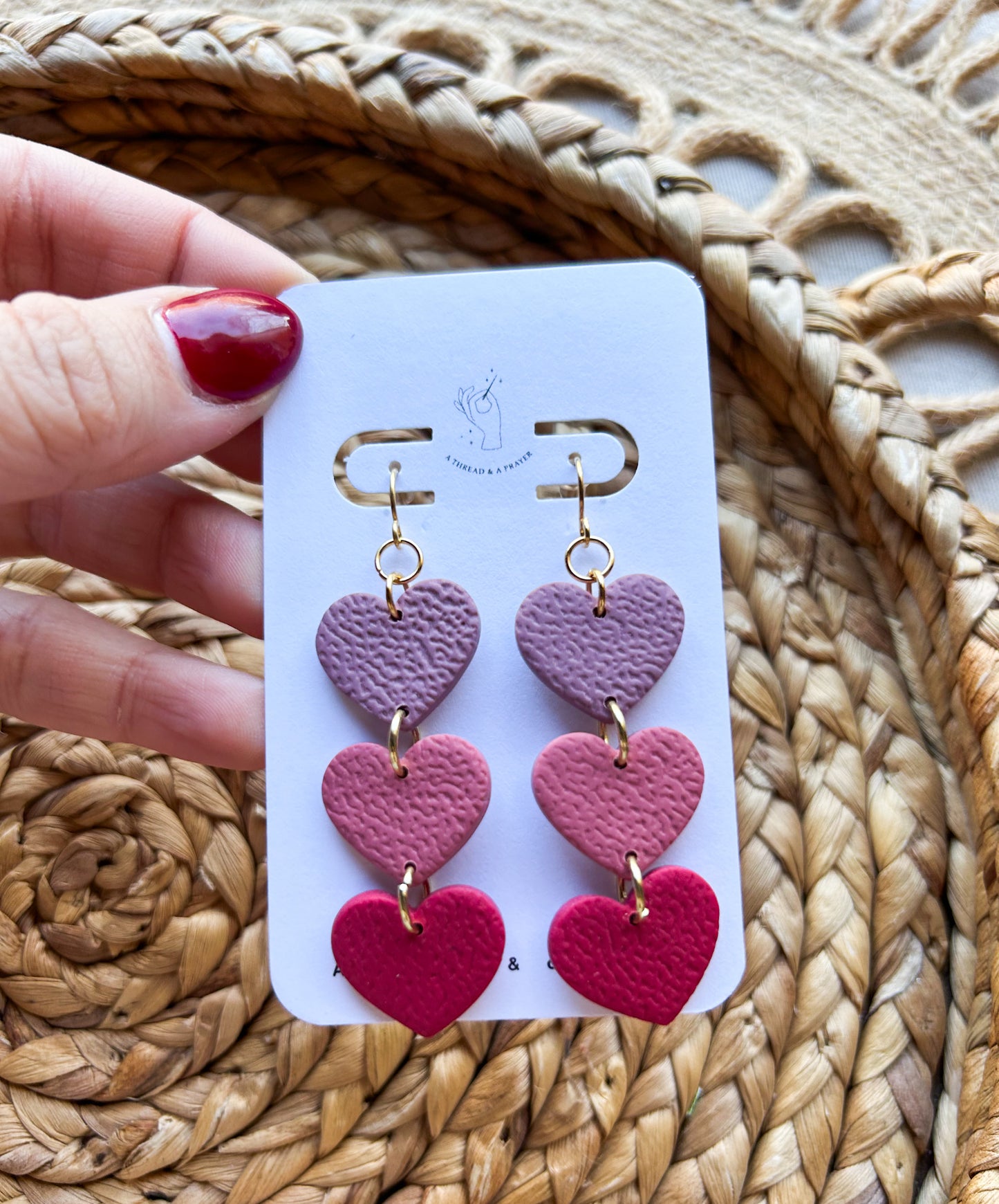 Shades of Pink Valentine Heart Earrings | Trendy Styles | Lightweight | Stacked Hearts