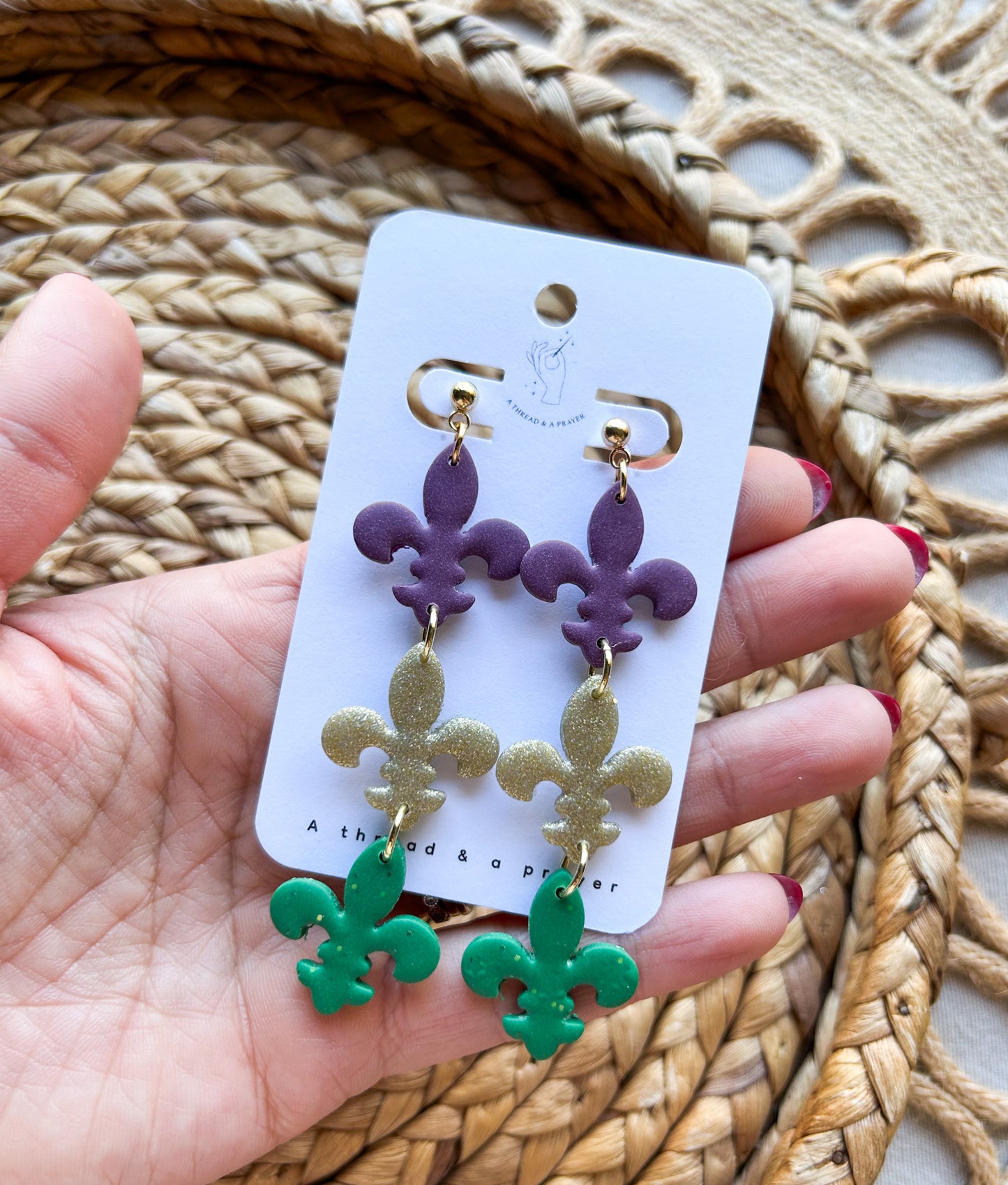 It's time to Mardi Party Earrings | Mardi Gras Styles | Lightweight | Glitter | NOLA | Fleur de Lis