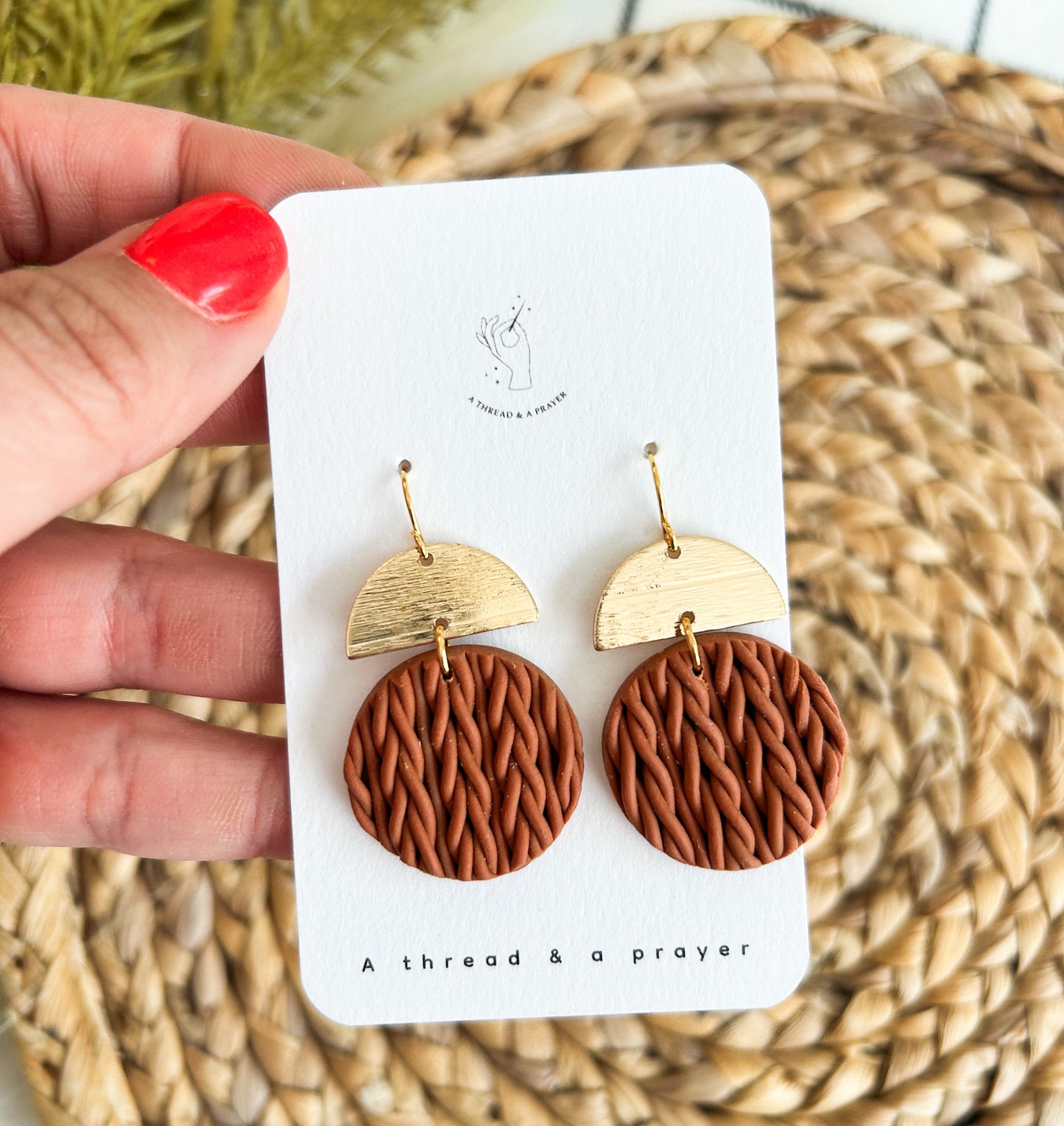 Sweater Knit Style Clay Earrings | Autumn | Fall Clay Earrings | Dainty