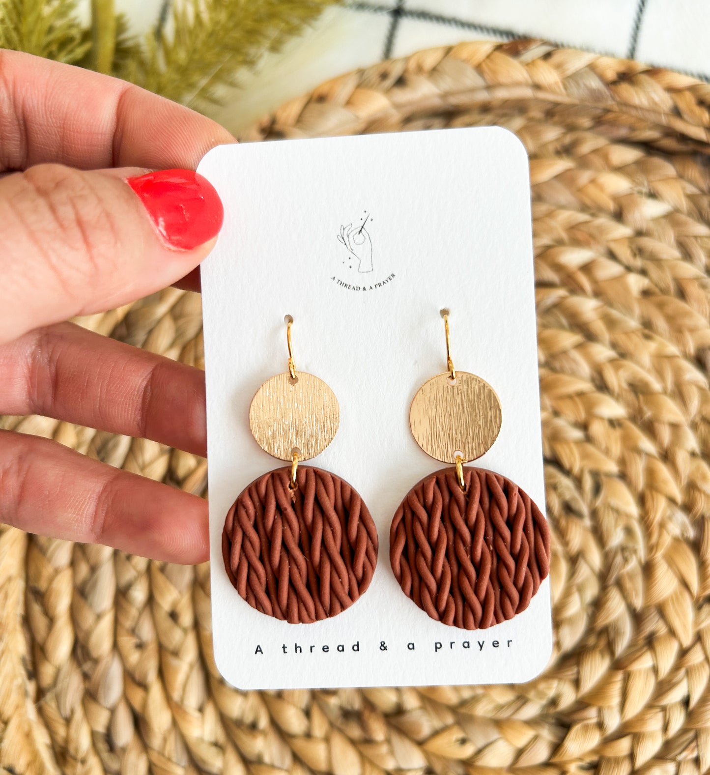 Sweater Knit Style Clay Earrings | Autumn | Fall Clay Earrings | Dainty