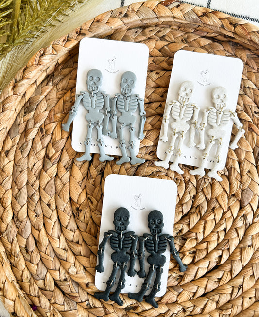 Halloween Dancing Skeletons | Autumn Earrings | Spooky Skellies | Dangle Earrings | Lightweight
