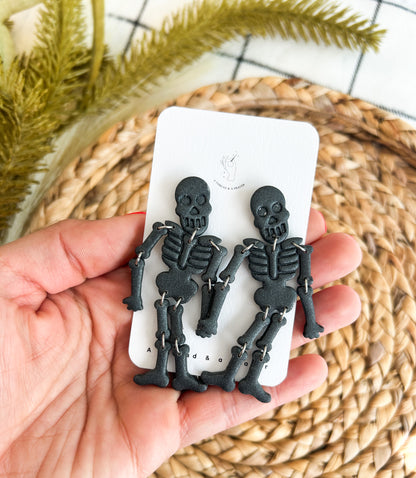 Halloween Dancing Skeletons | Autumn Earrings | Spooky Skellies | Dangle Earrings | Lightweight