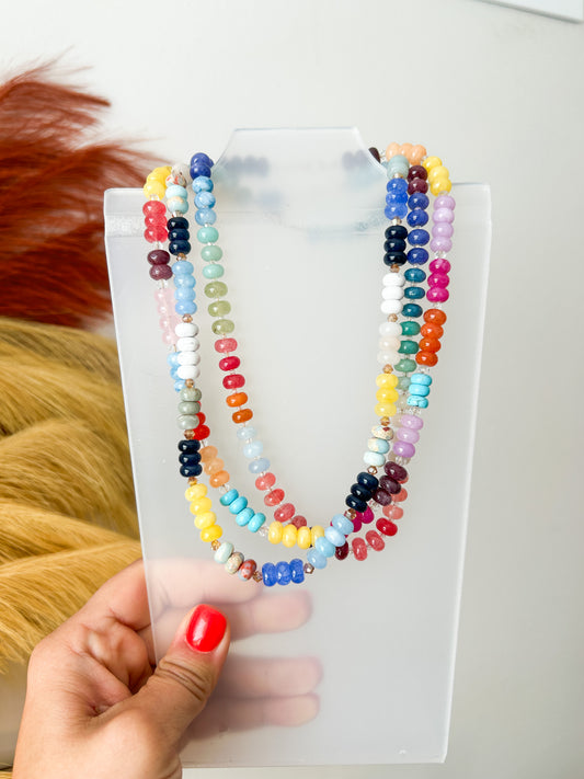 Bright and Cute Beaded Necklace | Rondelle Beads | Neutral Style |  Stacking Jewelry | Layering Necklace | Summer Jewelry