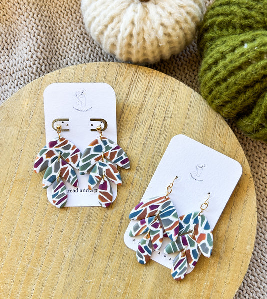 Tiered Style Stained Glass Earrings | Clay Dangles | Cute Jewelry | Handmade Earrings | Fall Styles