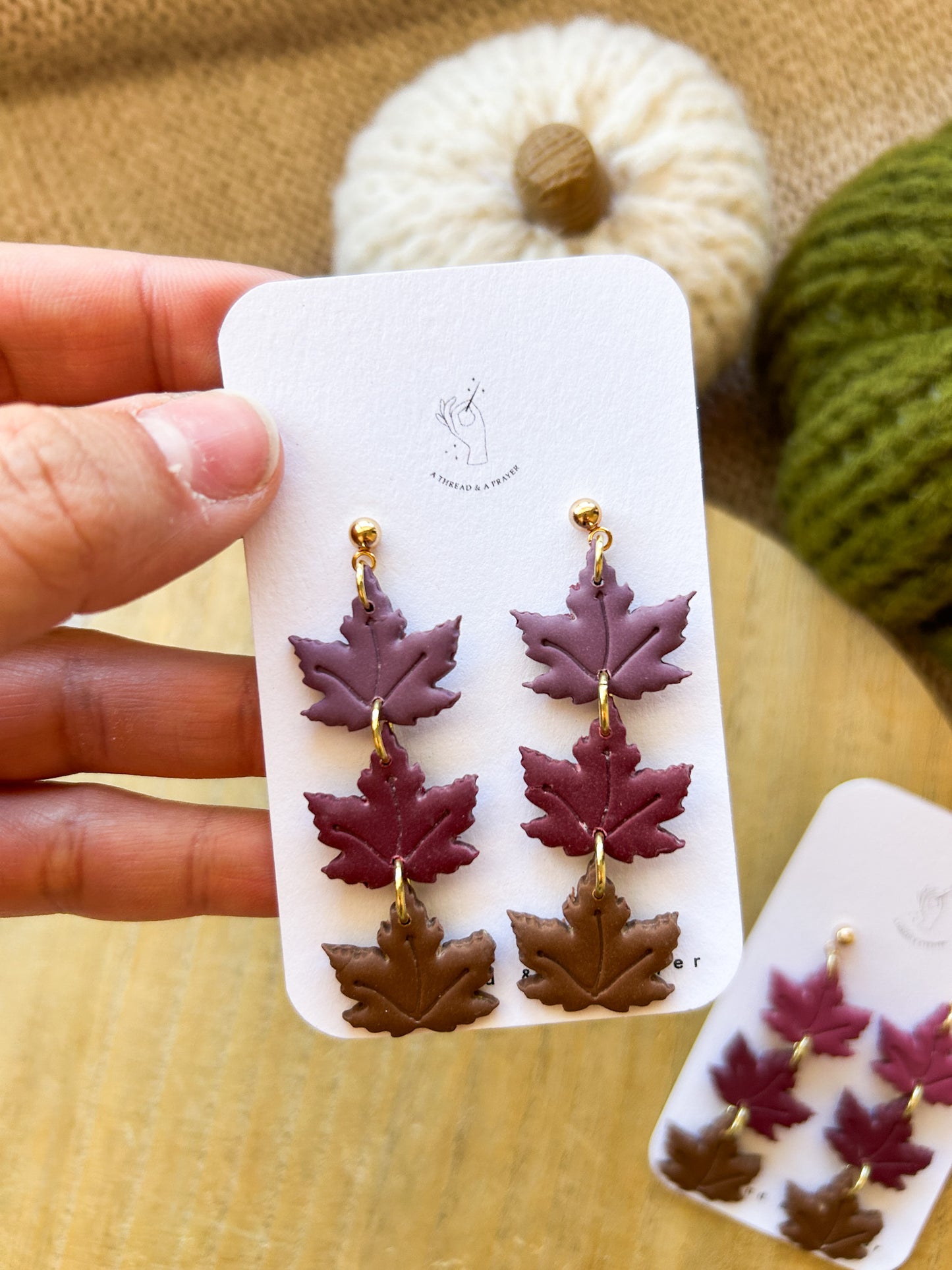 Autumn Leaves in Shades of Pink & Brown  | Clay Dangles | Floral Jewelry | Handmade Earrings | Fall Styles