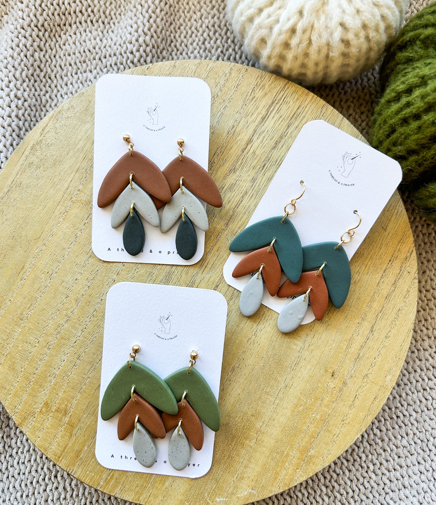 Fall Tiered Lightweight Earrings | Clay Dangles | Autumn Jewelry | Handmade Earrings | Fall Styles