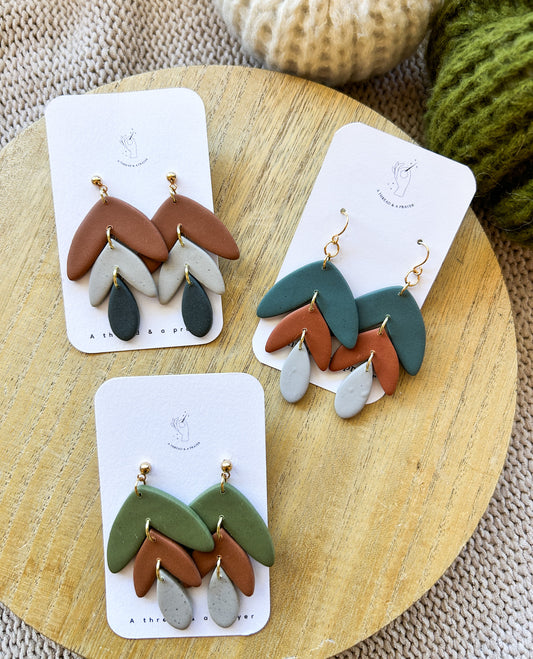 Fall Tiered Lightweight Earrings | Clay Dangles | Autumn Jewelry | Handmade Earrings | Fall Styles