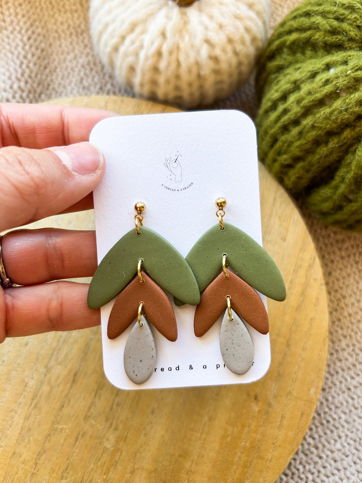 Fall Tiered Lightweight Earrings | Clay Dangles | Autumn Jewelry | Handmade Earrings | Fall Styles