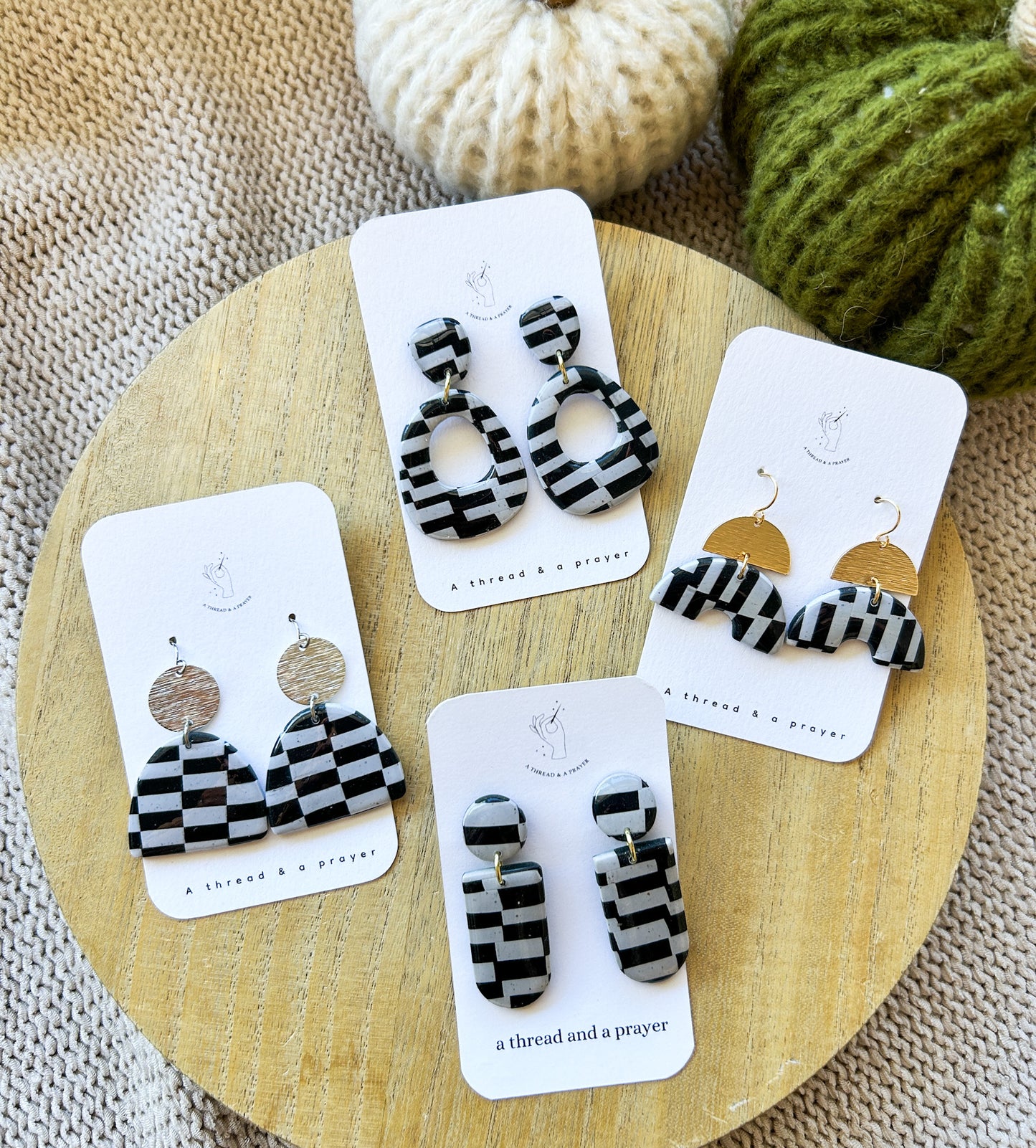 Vans Inspired Clay Earrings | Abstract Earrings | Autumn Jewelry | Handmade Earrings | Fall Styles