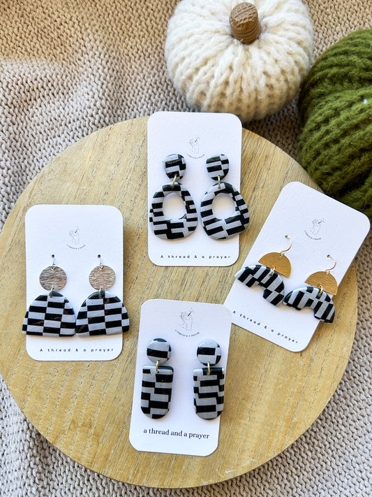 Vans Inspired Clay Earrings | Abstract Earrings | Autumn Jewelry | Handmade Earrings | Fall Styles