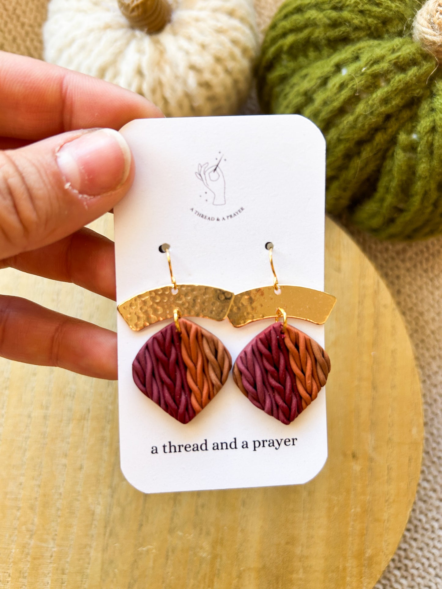 Fall Ombre Knit Earrings | Clay Dangles | Autumn Jewelry | Handmade Earrings | Fall Styles