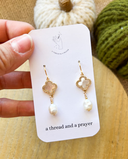 Elegant and Dainty Pearl Earrings | Mixed Media Dangles | Cute Jewelry | Handmade Earrings | Fall Styles | Dainty Pearls