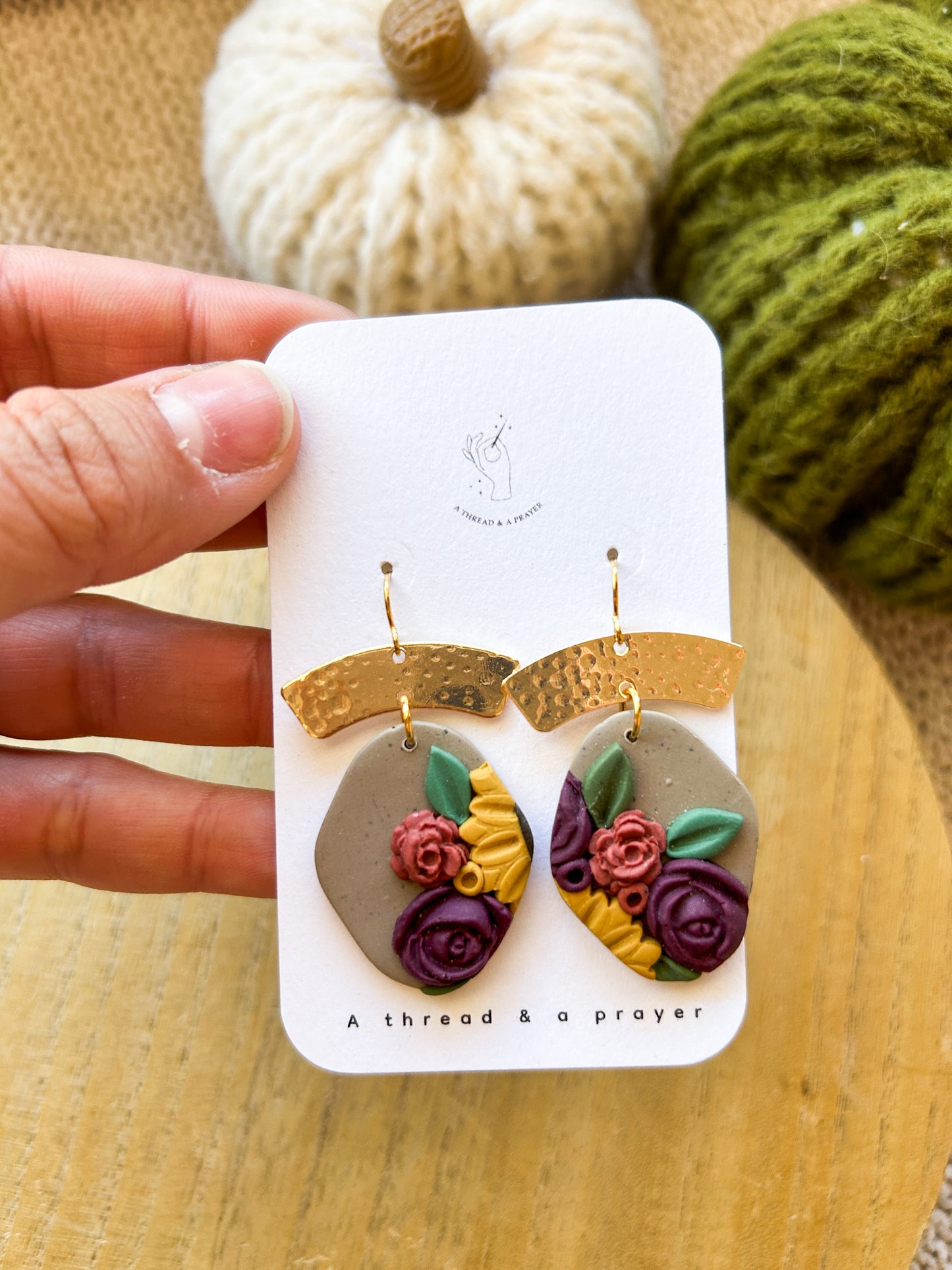 Autumn Flower Garden Clay Dangles | Abstract Earrings | Autumn Jewelry | Handmade Earrings | Fall Styles