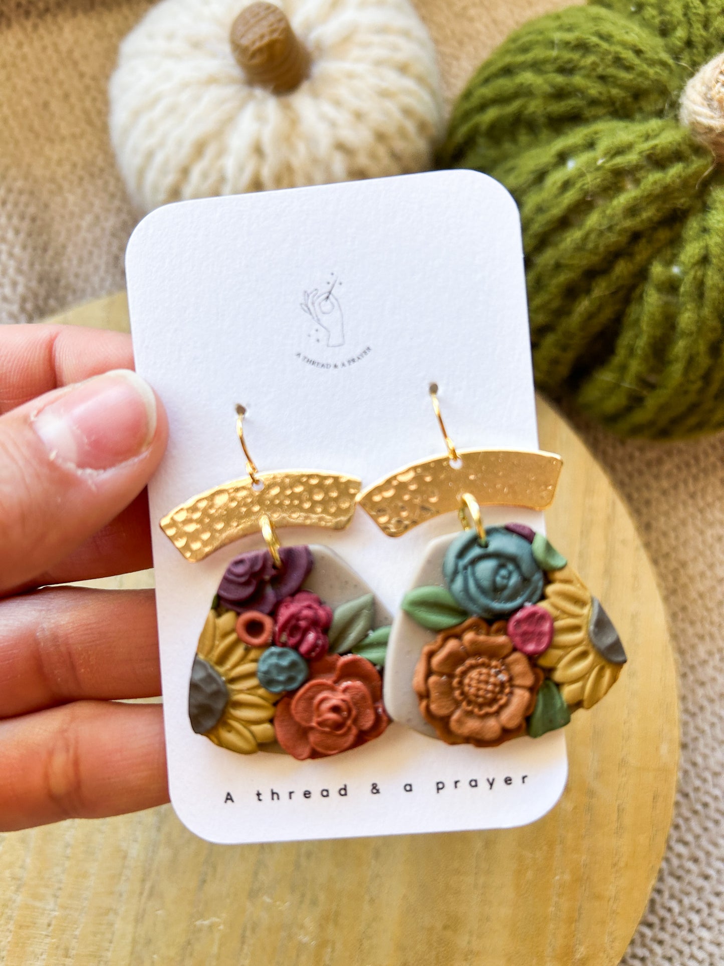 Autumn Flower Garden Clay Dangles | Abstract Earrings | Autumn Jewelry | Handmade Earrings | Fall Styles