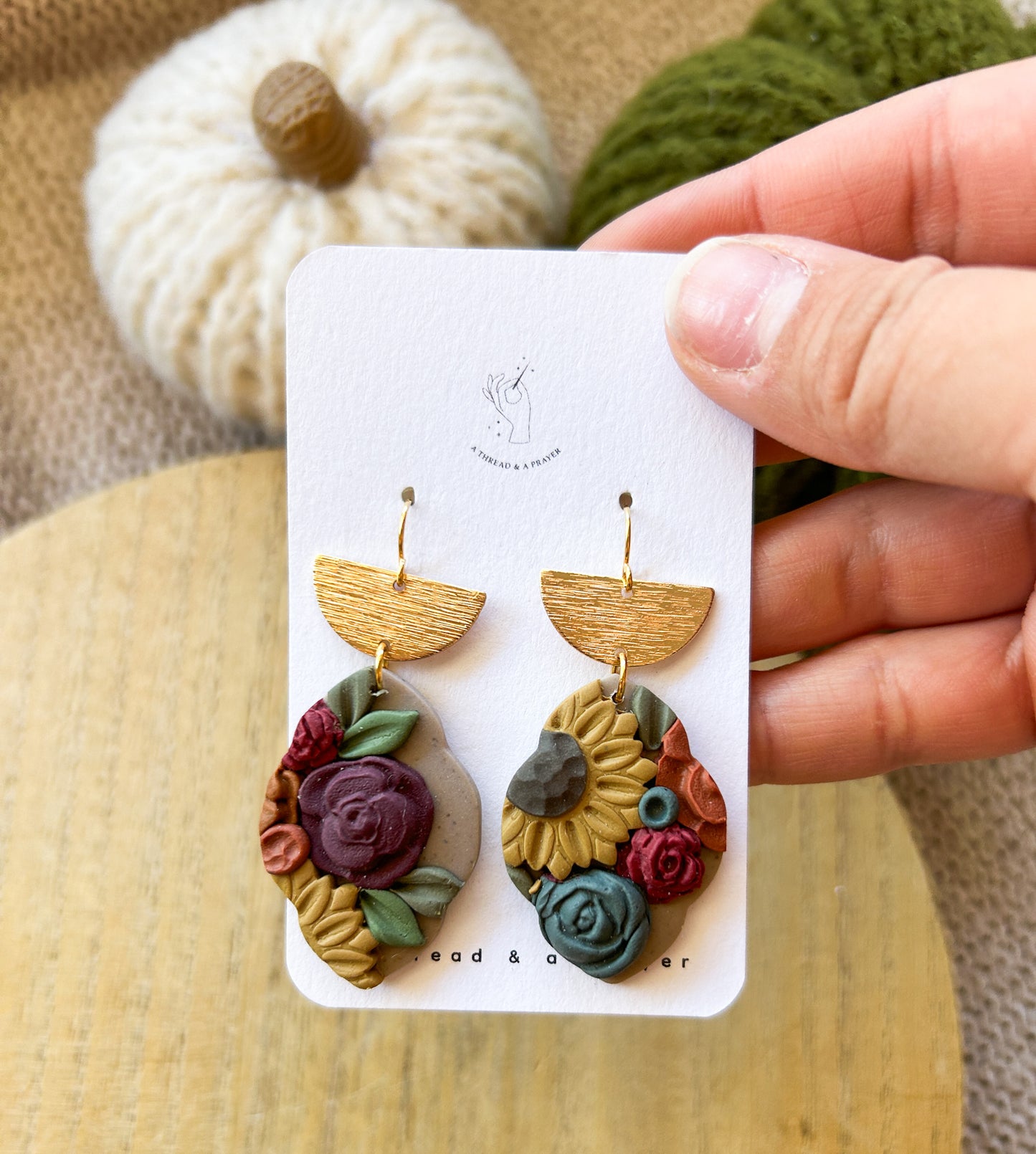 Autumn Flower Garden Clay Dangles | Abstract Earrings | Autumn Jewelry | Handmade Earrings | Fall Styles