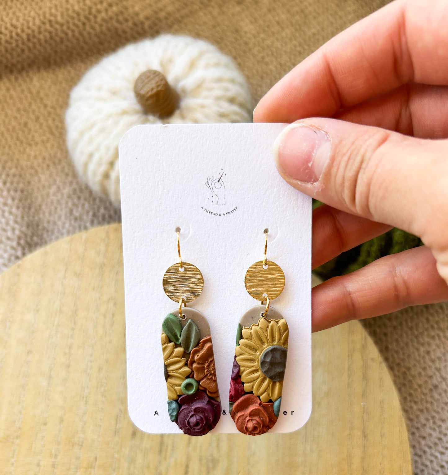 Autumn Flower Garden Clay Dangles | Abstract Earrings | Autumn Jewelry | Handmade Earrings | Fall Styles